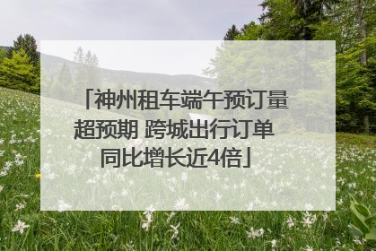 神州租车端午预订量超预期 跨城出行订单同比增长近4倍