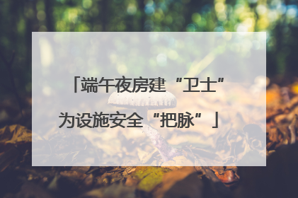 端午夜房建“卫士”为设施安全“把脉”