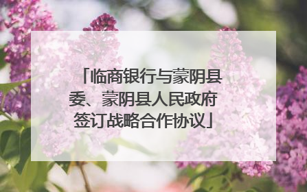 临商银行与蒙阴县委、蒙阴县人民政府签订战略合作协议