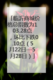 临沂商城价格总指数为103.28点，环比下跌0.10点（5月22日—5月28日）
