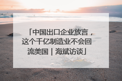 中国出口企业放言，这个千亿制造业不会回流美国｜海斌访谈