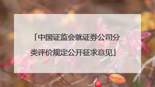 中国证监会就证券公司分类评价规定公开征求意见