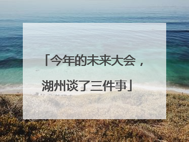今年的未来大会，湖州谈了三件事