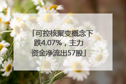 可控核聚变概念下跌4.07%，主力资金净流出57股