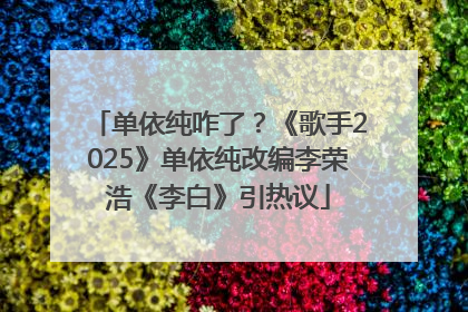 单依纯咋了？《歌手2025》单依纯改编李荣浩《李白》引热议