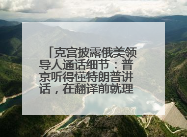 克宫披露俄美领导人通话细节：普京听得懂特朗普讲话，在翻译前就理解了他的意思