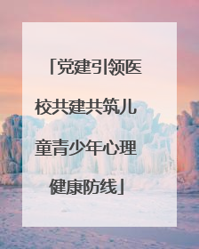 党建引领医校共建共筑儿童青少年心理健康防线