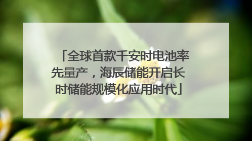 全球首款千安时电池率先量产，海辰储能开启长时储能规模化应用时代