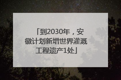 到2030年，安徽计划新增世界灌溉工程遗产1处