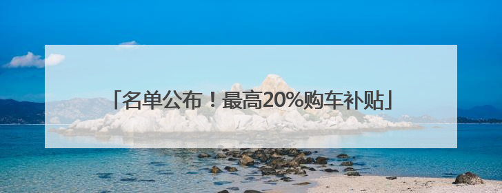 名单公布！最高20%购车补贴