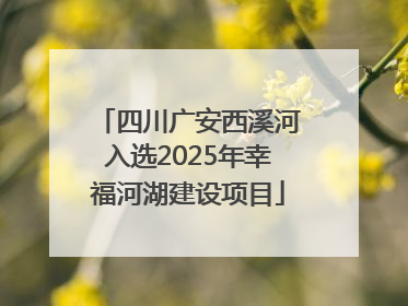 四川广安西溪河入选2025年幸福河湖建设项目