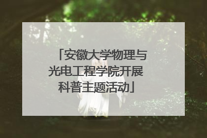 安徽大学物理与光电工程学院开展科普主题活动