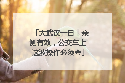 大武汉一日丨亲测有效，公交车上这波操作必须夸