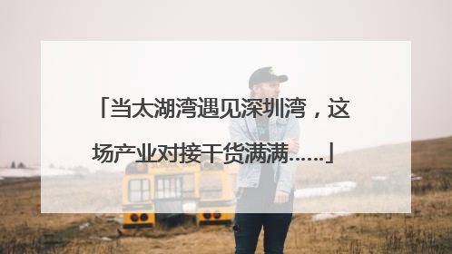 当太湖湾遇见深圳湾，这场产业对接干货满满……