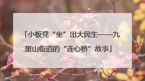小板凳“坐”出大民生——九里山街道的“连心桥”故事