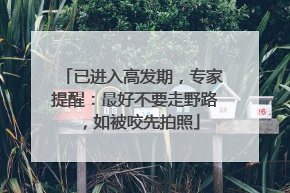 已进入高发期，专家提醒：最好不要走野路，如被咬先拍照