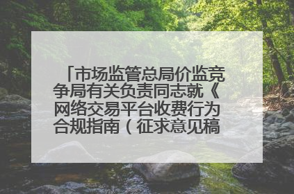 市场监管总局价监竞争局有关负责同志就《网络交易平台收费行为合规指南（征求意见稿）》答记者问