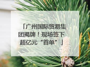 广州国际贸易集团揭牌！现场签下超亿元“首单”