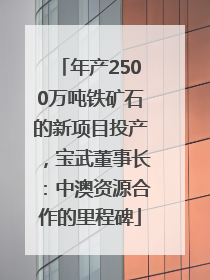 年产2500万吨铁矿石的新项目投产，宝武董事长：中澳资源合作的里程碑