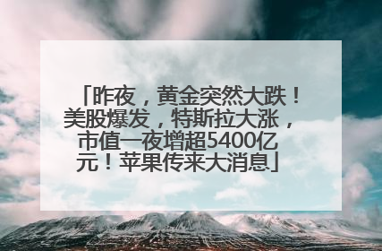 昨夜，黄金突然大跌！美股爆发，特斯拉大涨，市值一夜增超5400亿元！苹果传来大消息