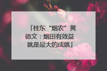 桂东“烟农”黄德文：烟田有效益就是最大的成就