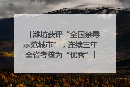 潍坊获评“全国禁毒示范城市”，连续三年全省考核为“优秀”