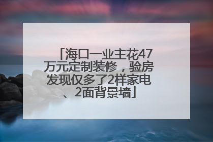 海口一业主花47万元定制装修，验房发现仅多了2样家电、2面背景墙