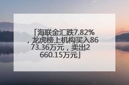海联金汇跌7.82%，龙虎榜上机构买入8673.36万元，卖出2660.15万元