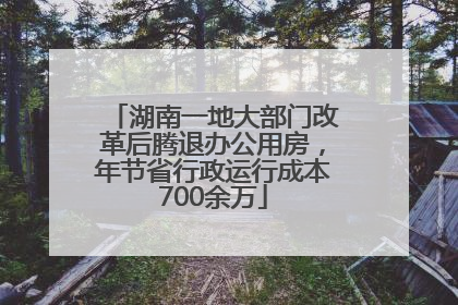 湖南一地大部门改革后腾退办公用房，年节省行政运行成本700余万