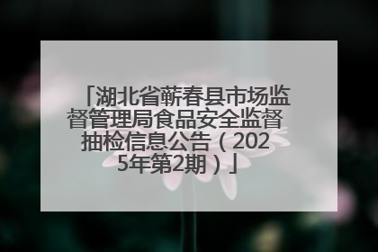 湖北省蕲春县市场监督管理局食品安全监督抽检信息公告（2025年第2期）
