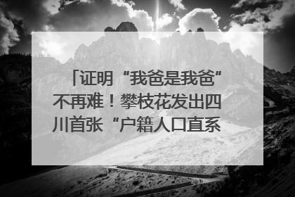 证明“我爸是我爸”不再难！攀枝花发出四川首张“户籍人口直系亲属关系谱”