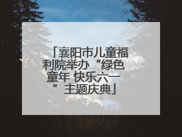 襄阳市儿童福利院举办“绿色童年 快乐六一”主题庆典