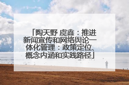 陶天野 虞鑫：推进新闻宣传和网络舆论一体化管理：政策定位、概念内涵和实践路径