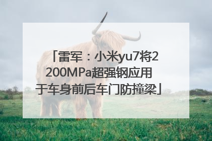 雷军：小米yu7将2200MPa超强钢应用于车身前后车门防撞梁