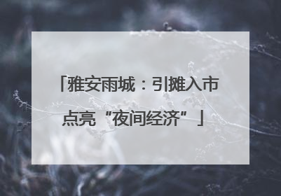 雅安雨城：引摊入市 点亮“夜间经济”