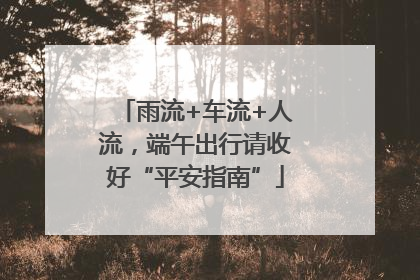 雨流+车流+人流，端午出行请收好“平安指南”