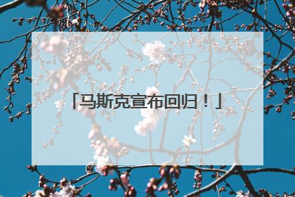 马斯克宣布回归！