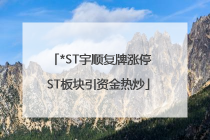 *ST宇顺复牌涨停 ST板块引资金热炒